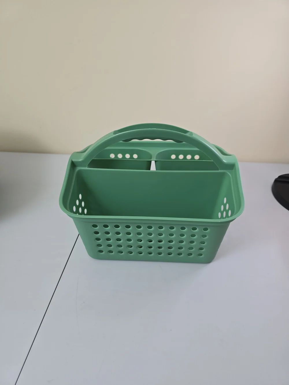 Mainstays Mint Green Plastic Tote Caddy with Dual Compartments